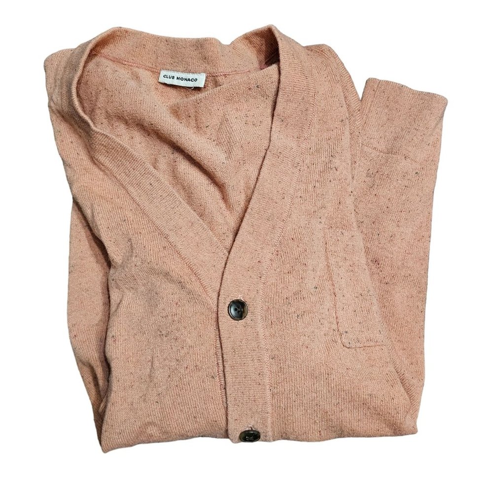 Club Monaco Salmon Pink Multi Fleck Buttons Pocket Cardigan Sweater size S